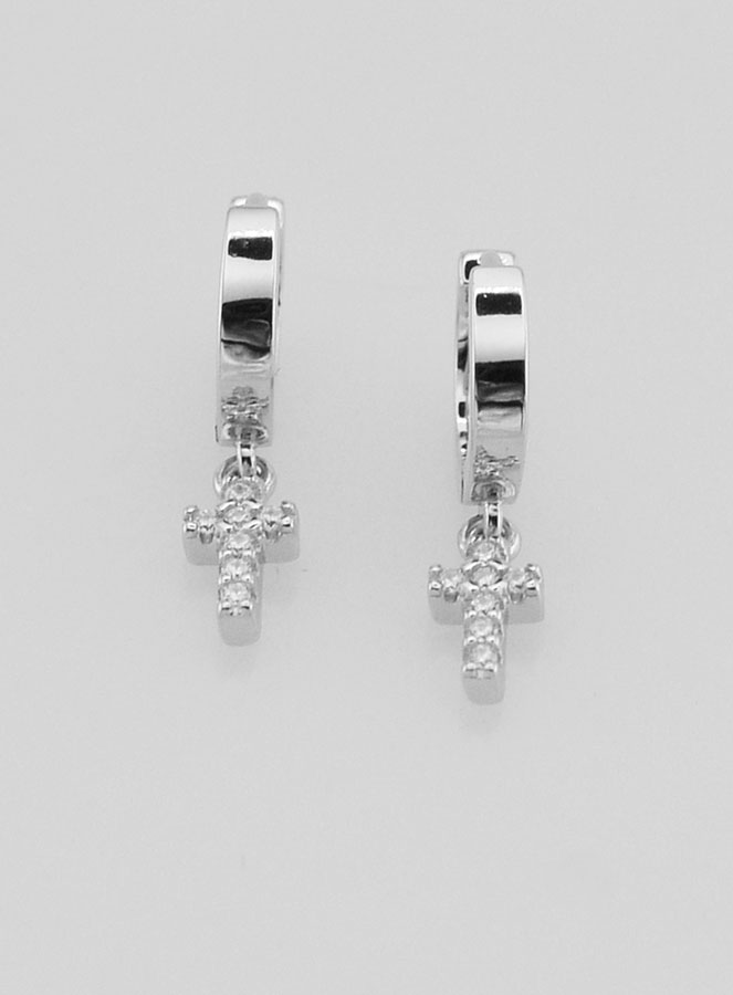 Boucles d'Oreilles Enfant - Créoles Croix (pic 1)