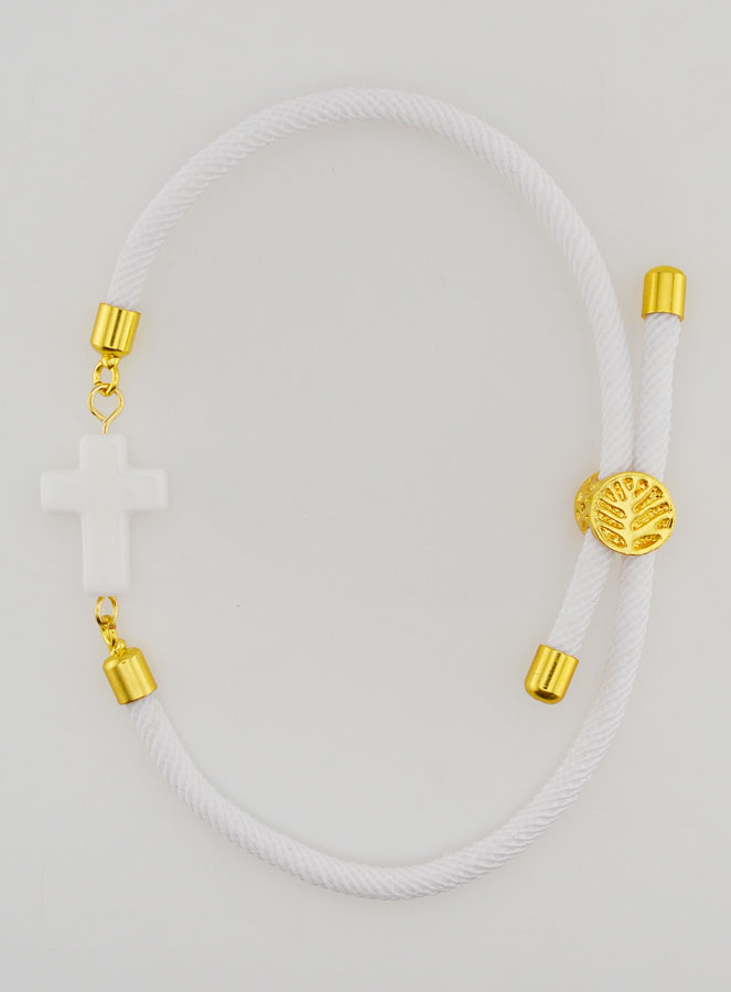 Bracelet Religieux Avec Croix - Blanc (pic 1)