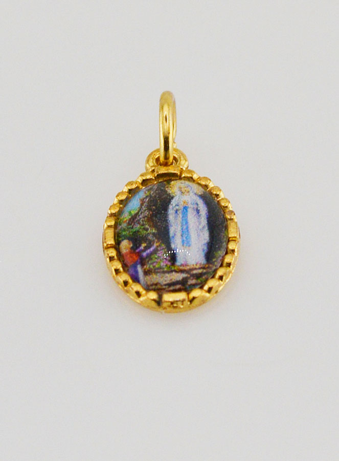 Médaille Bord Torsadé 15mm - ND de Lourdes (pic 2)