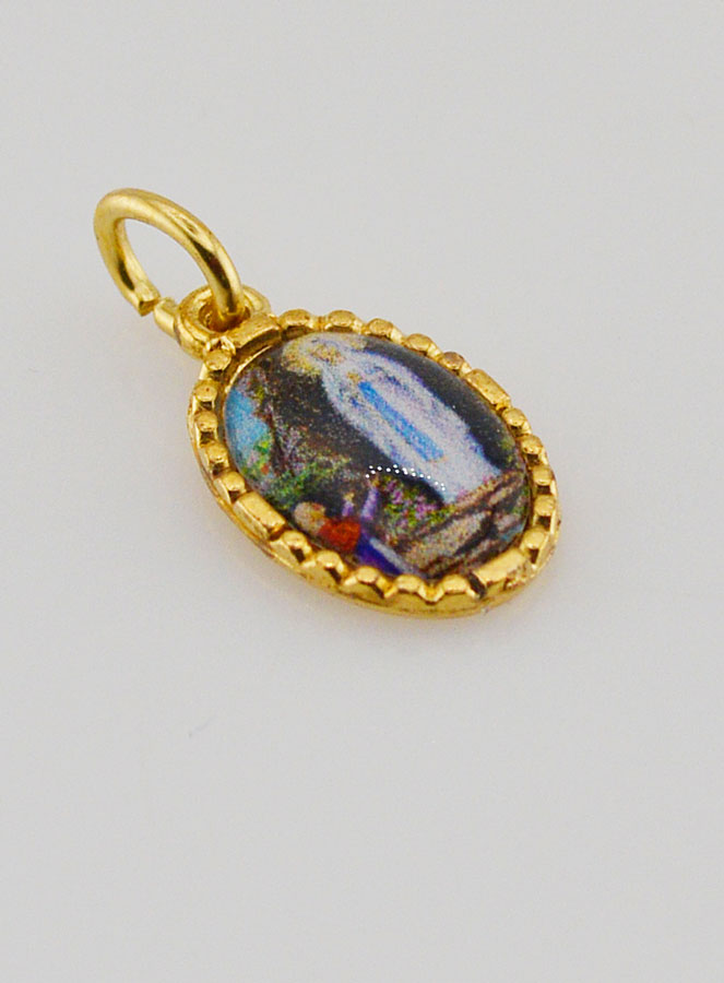 Médaille Bord Torsadé 15mm - ND de Lourdes (pic 3)