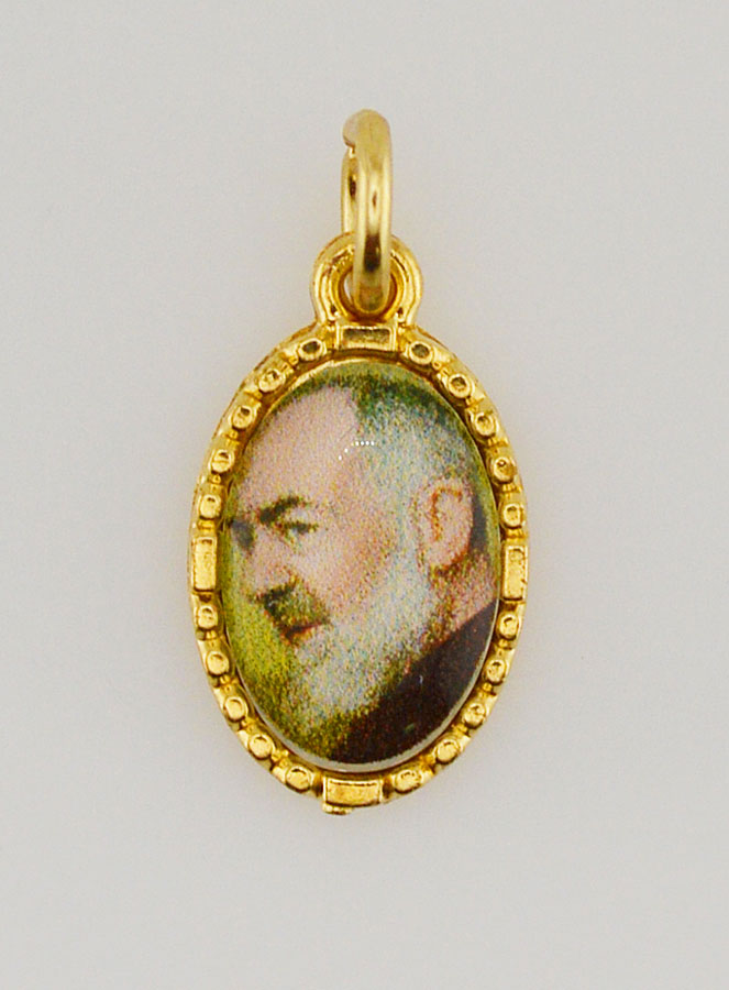 Médaille Bord Torsadé 15mm - Padre Pio (pic 1)