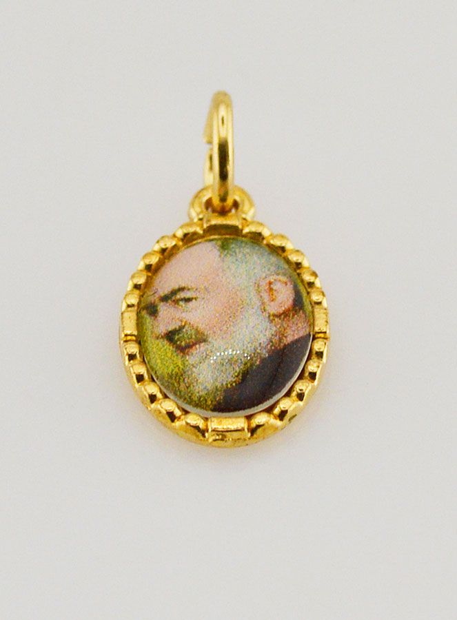 Médaille Bord Torsadé 15mm - Padre Pio (pic 2)