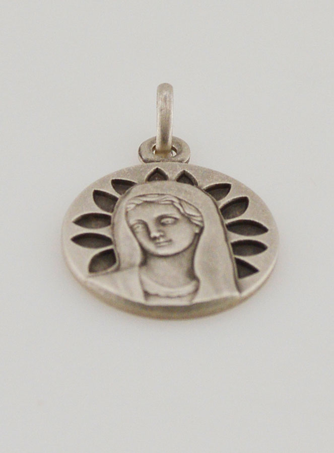 Médaille Vierge aux Pétales en Argent - 16mm (pic 2)