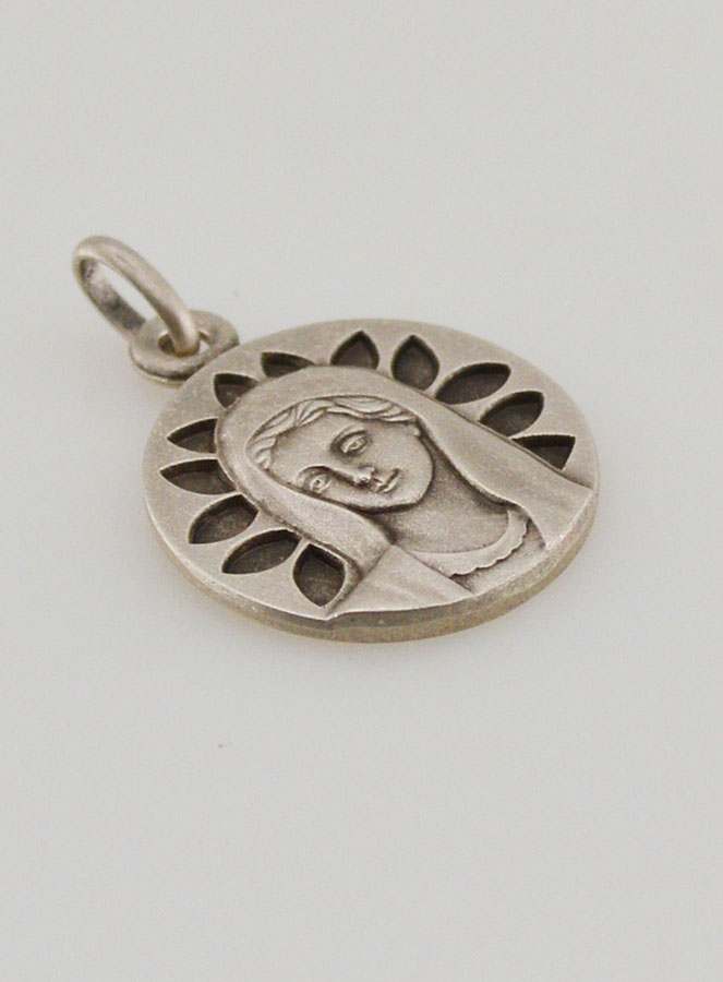 Médaille Vierge aux Pétales en Argent - 16mm (pic 3)