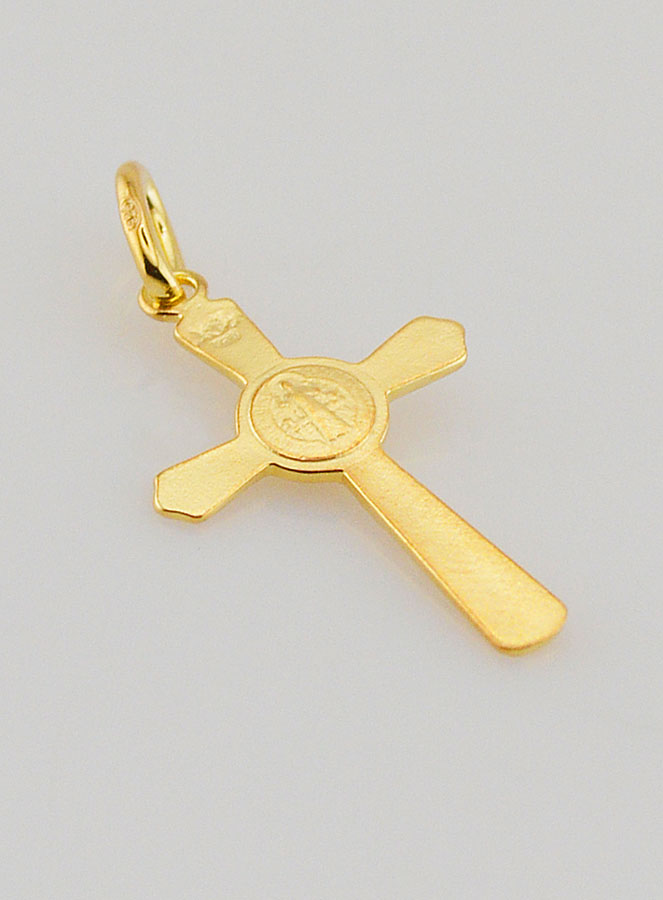Pendentif Croix de Saint Benoit Plaqué Or - 22mm (pic 4)