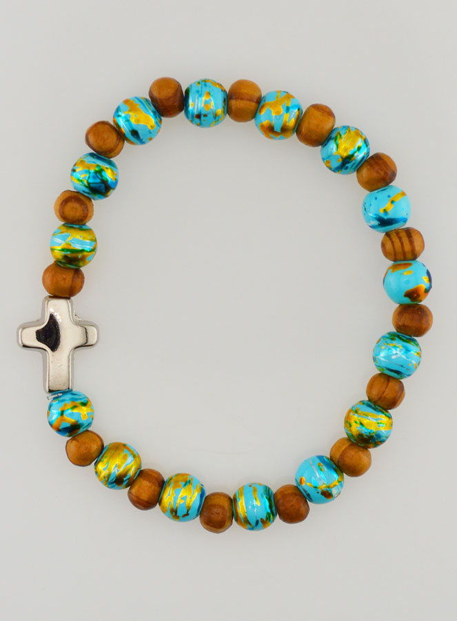 Bracelet Enfant Avec Croix - Turquoise (pic 1)