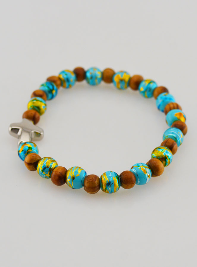 Bracelet Enfant Avec Croix - Turquoise (pic 2)