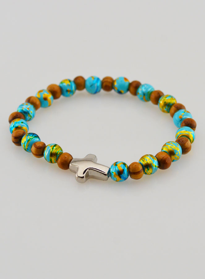 Bracelet Enfant Avec Croix - Turquoise (pic 3)