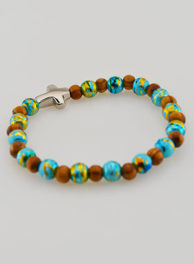 Bracelet Enfant Avec Croix - Turquoise (pic 4)