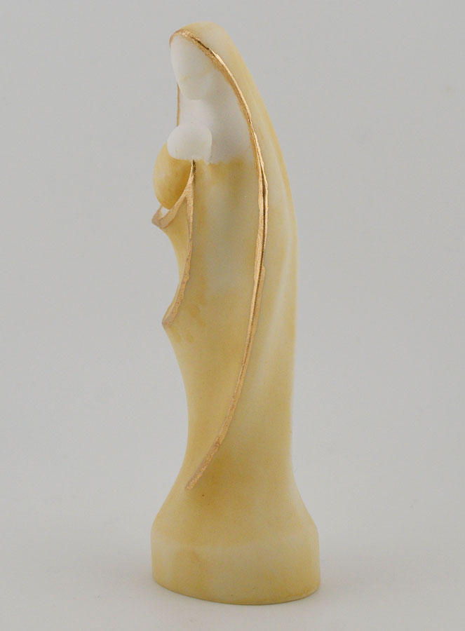 Statue Vierge à l'Enfant en Albâtre Peint - 12cm (pic 2)
