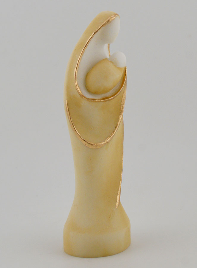 Statue Vierge à l'Enfant en Albâtre Peint - 12cm (pic 3)