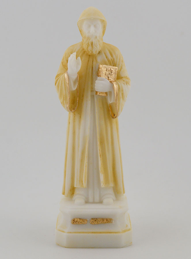 Statue Saint Charbel en Albâtre Peint - 12cm (pic 1)