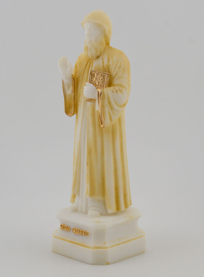 Statue Saint Charbel en Albâtre Peint - 12cm (pic 2)