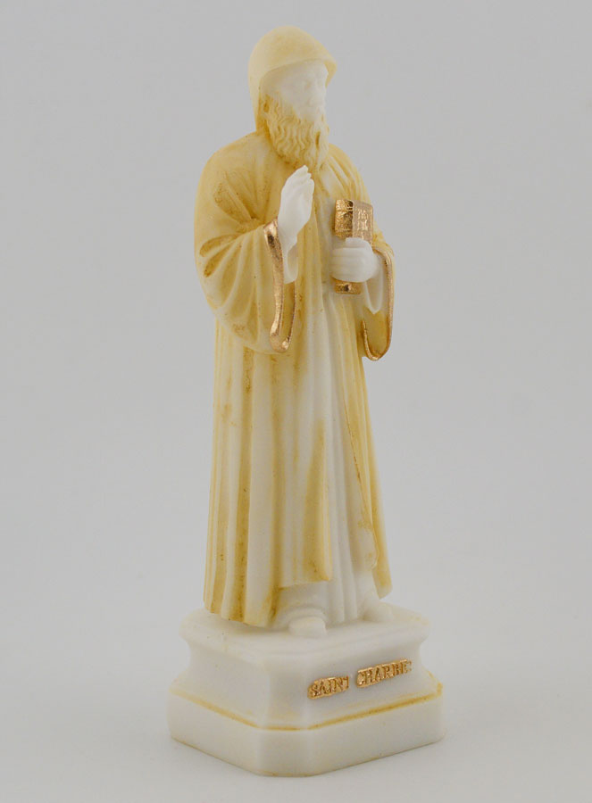 Statue Saint Charbel en Albâtre Peint - 12cm (pic 3)