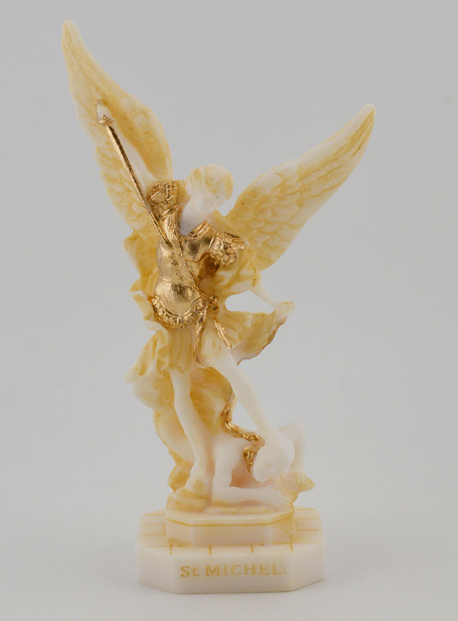 Statue Saint Michel en Albâtre Peint - 12cm (pic 1)