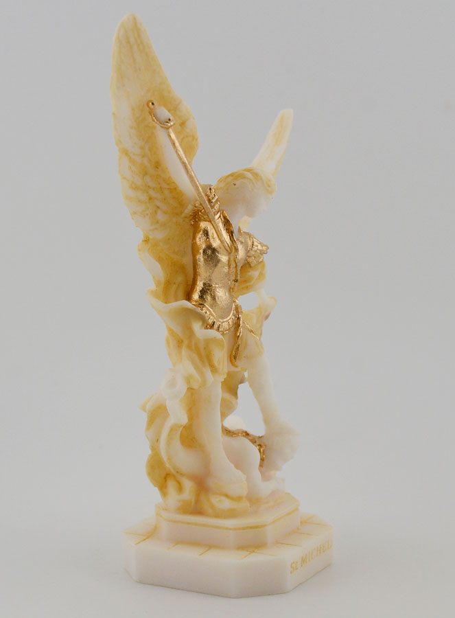 Statue Saint Michel en Albâtre Peint - 12cm (pic 3)