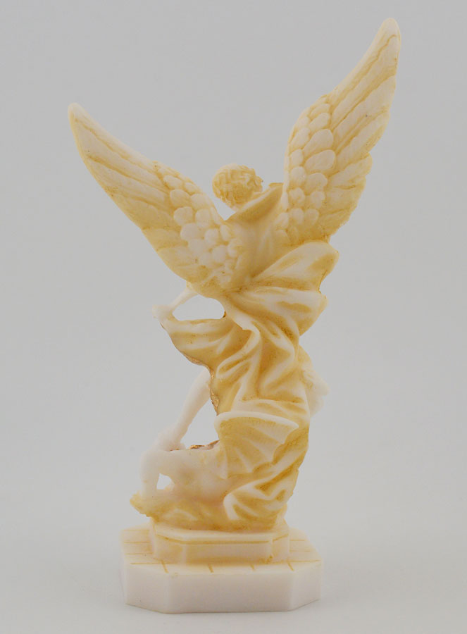 Statue Saint Michel en Albâtre Peint - 12cm (pic 4)
