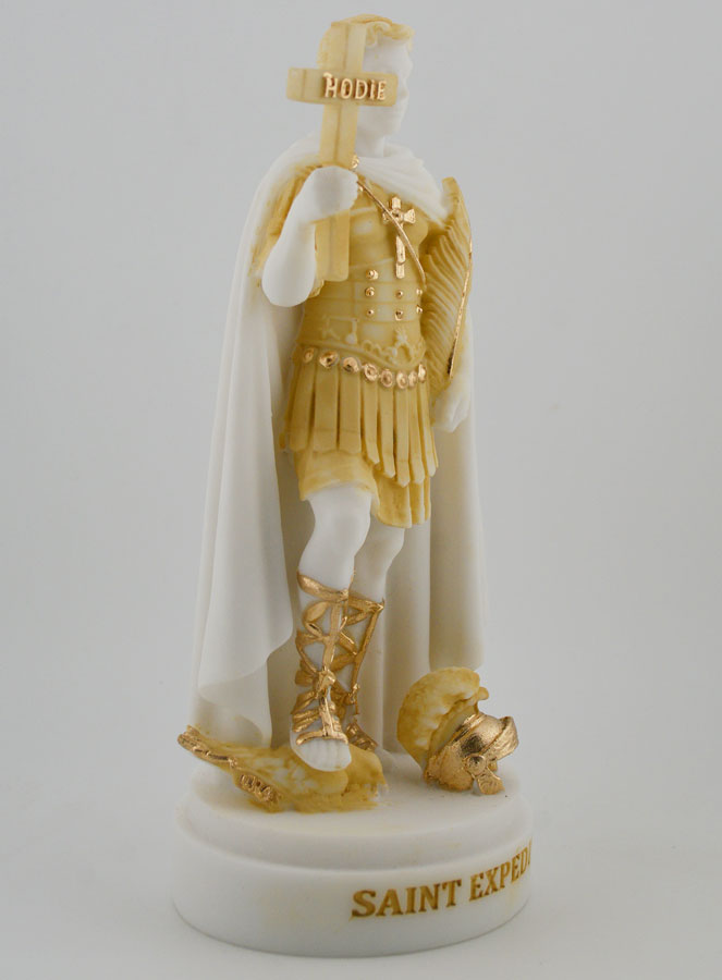 Statue Saint Expedit en Albâtre Peint - 19cm (pic 3)