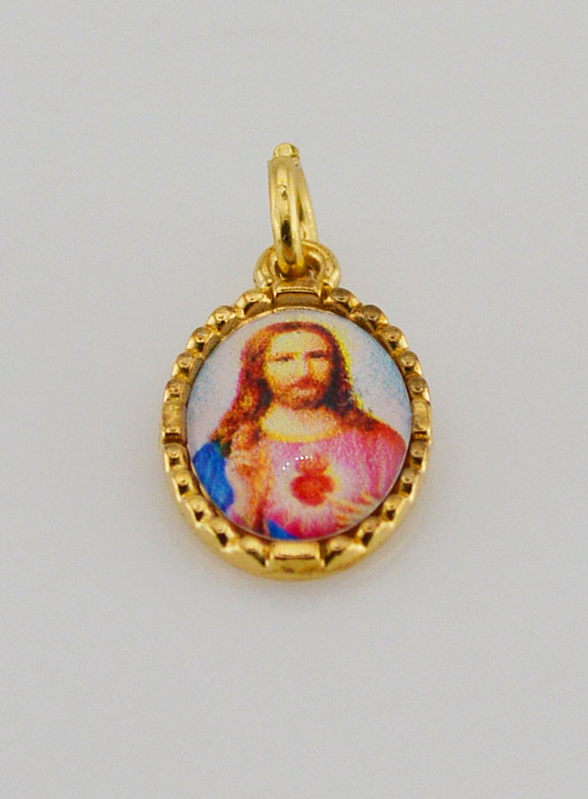Médaille Bord Torsadé 15mm - Sacré Coeur de Jésus (pic 2)