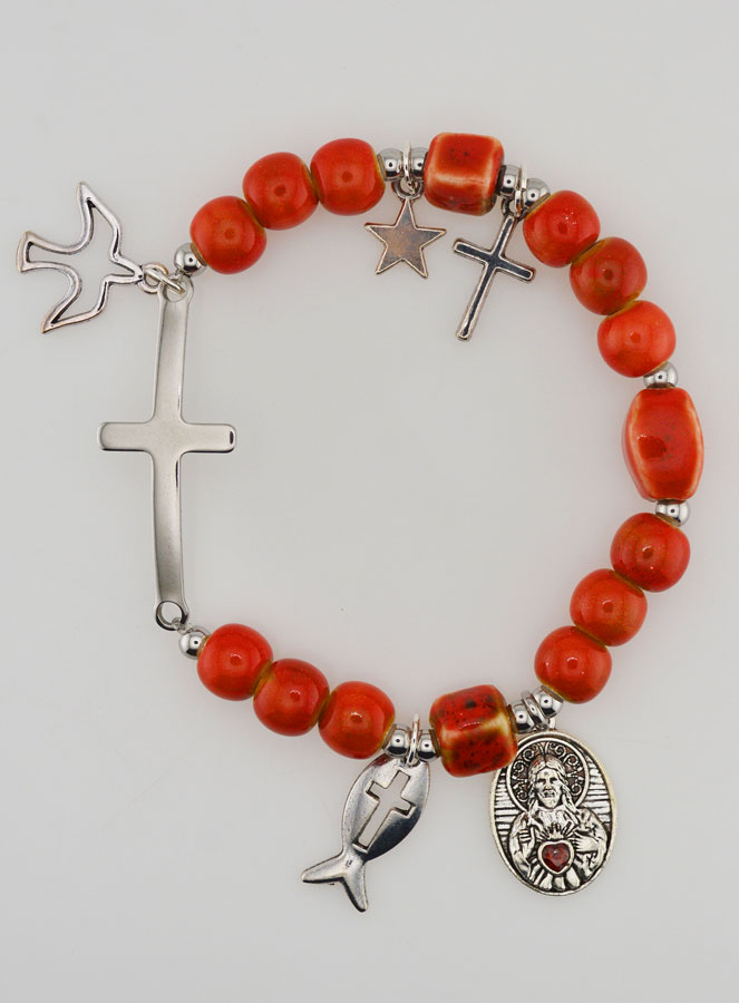 Bracelet avec Croix & Médaille Sacré Coeur (pic 1)