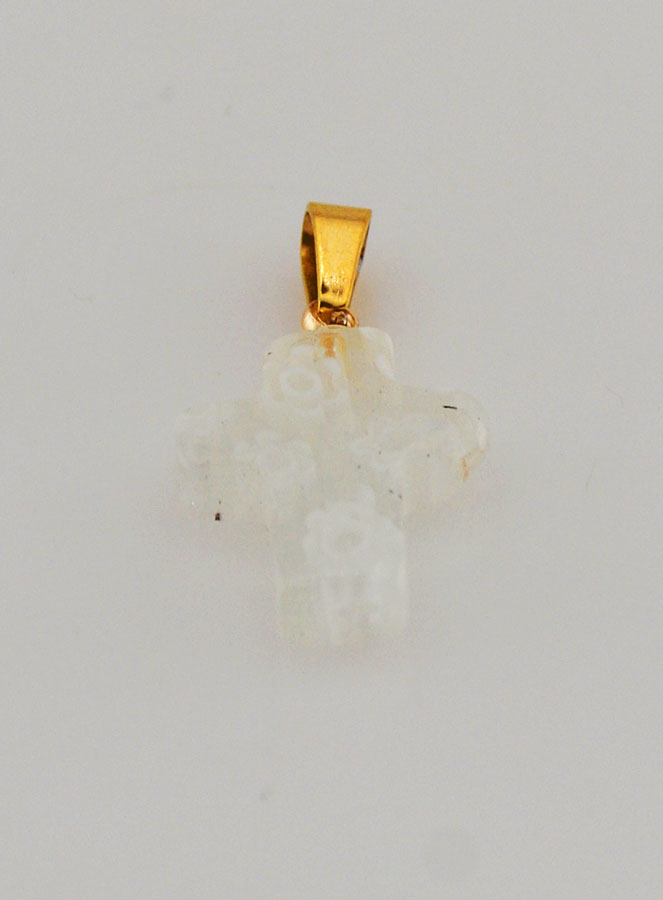 Pendentif Croix en Verre Artisanal - Blanc (pic 2)