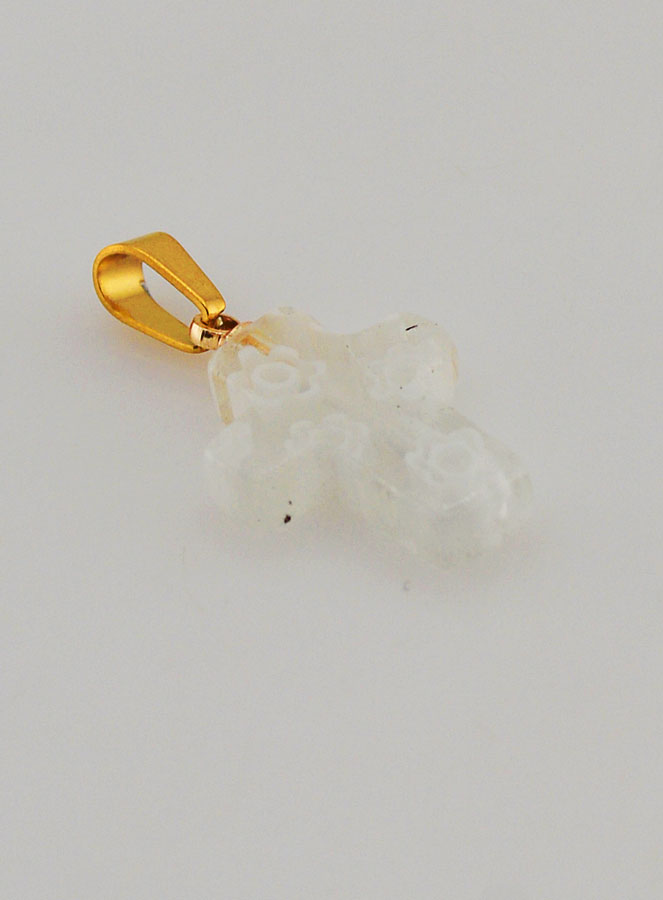 Pendentif Croix en Verre Artisanal - Blanc (pic 3)