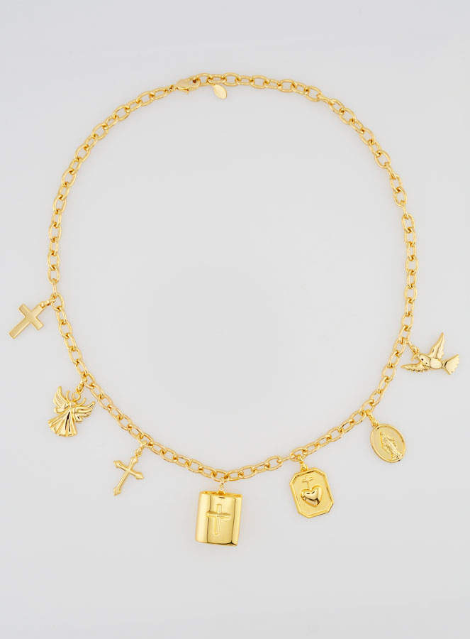 Collier Religieux Symboles Chrétiens Finition or 18k (pic 1)