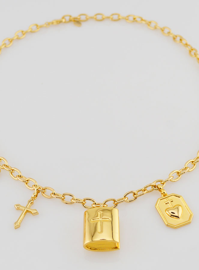 Collier Religieux Symboles Chrétiens Finition or 18k (pic 2)