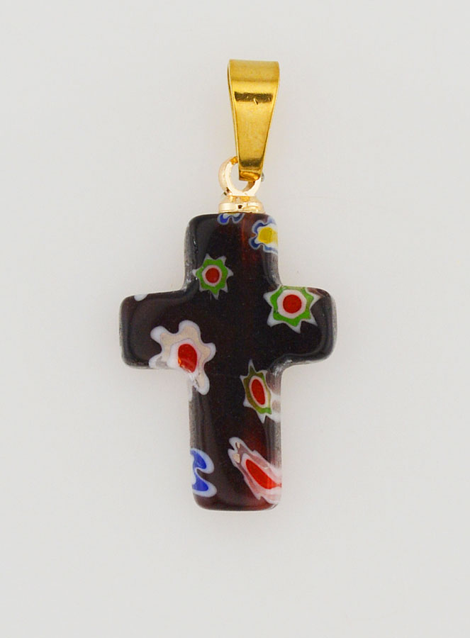 Pendentif Croix en Verre Artisanal - Noir (pic 1)