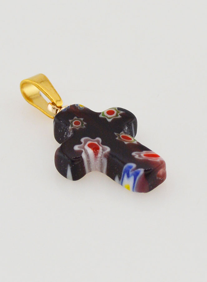 Pendentif Croix en Verre Artisanal - Noir (pic 3)