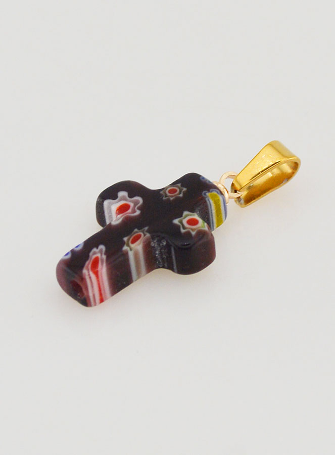 Pendentif Croix en Verre Artisanal - Noir (pic 4)