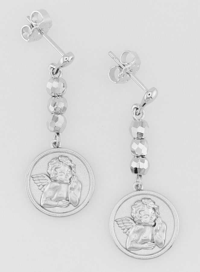 Boucles d'Oreilles Ange-Gardien en Laiton Rhodié (pic 1)