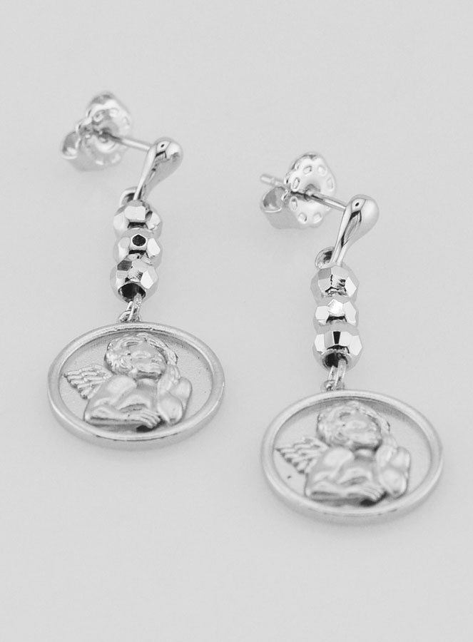 Boucles d'Oreilles Ange-Gardien en Laiton Rhodié (pic 2)