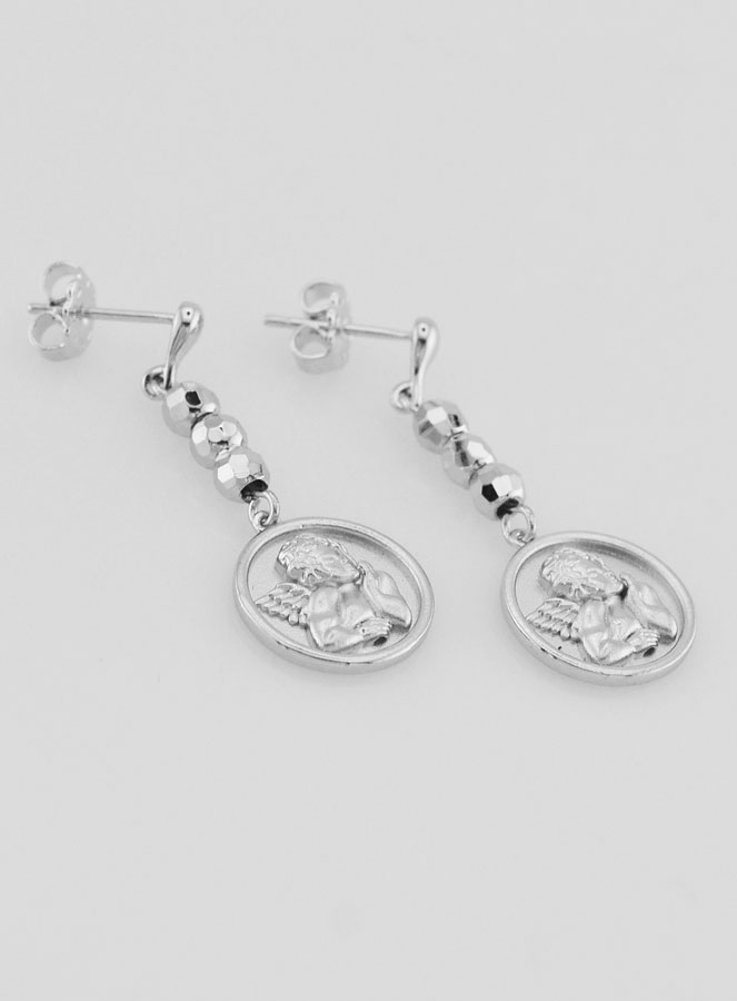 Boucles d'Oreilles Ange-Gardien en Laiton Rhodié (pic 3)