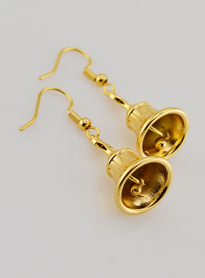 Boucles d'Oreilles Religieuses Cloche Finition Or 18K (pic 3)