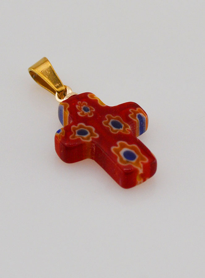 Pendentif Croix en Verre Artisanal - Rouge (pic 3)