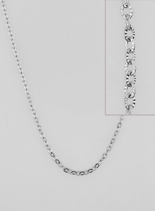 Chaîne Argentée Maille Forçat Fantaisie - 60cm (pic 1)