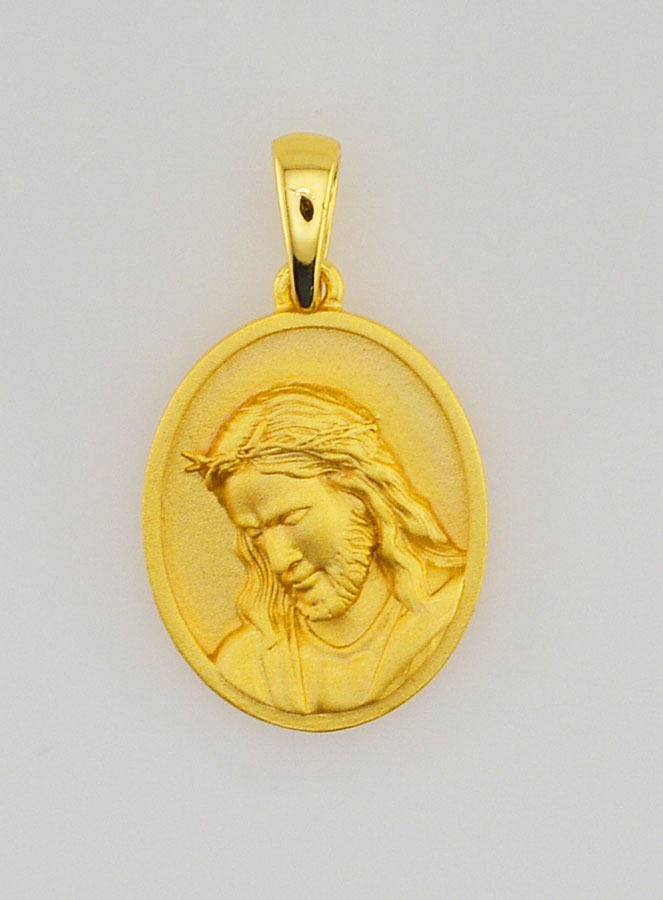 Médaille de Jésus en Argent Doré 18k - 16mm (pic 1)