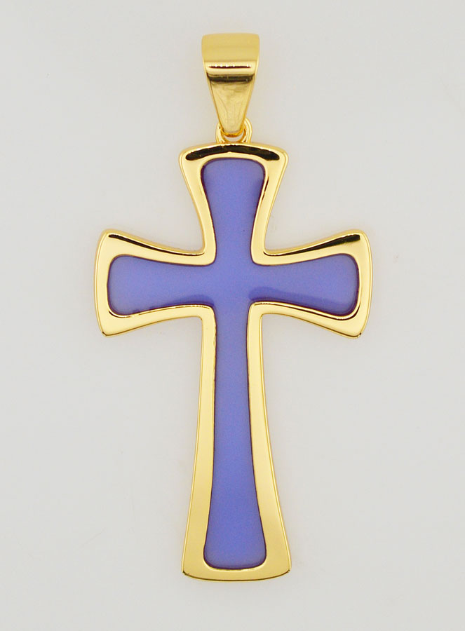 Pendentif Croix 4cm - Violet (pic 1)
