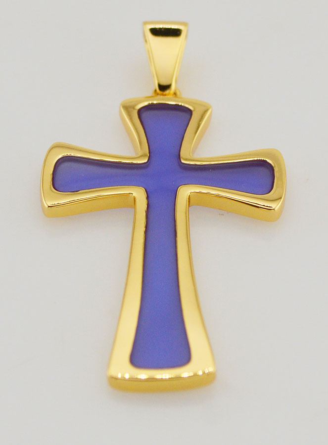 Pendentif Croix 4cm - Violet (pic 2)
