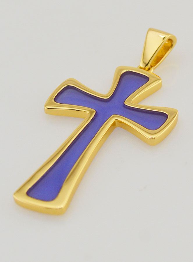 Pendentif Croix 4cm - Violet (pic 4)