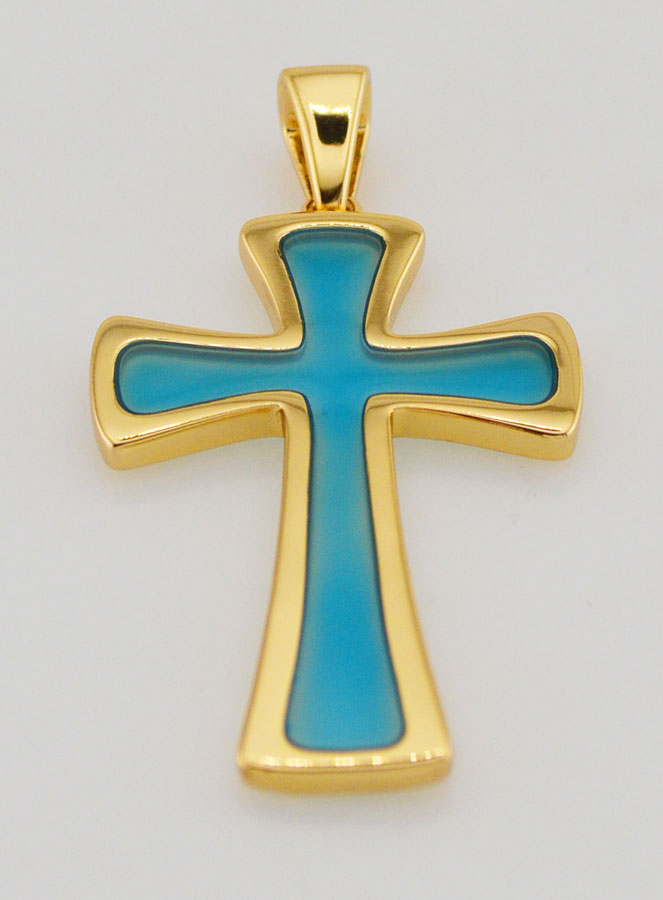 Pendentif Croix 4cm - Turquoise (pic 2)