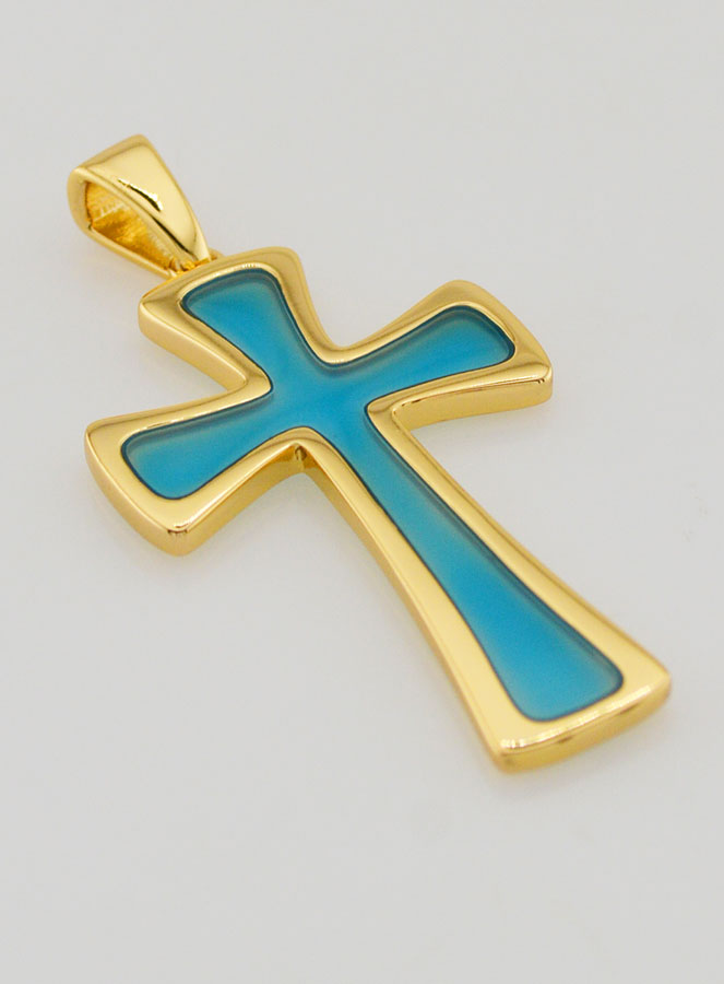 Pendentif Croix 4cm - Turquoise (pic 3)