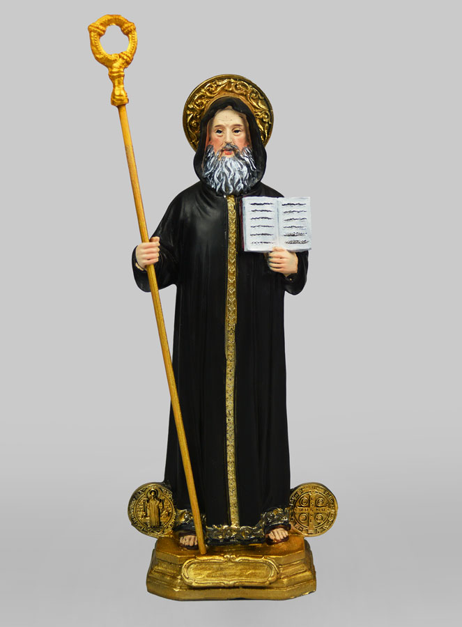 Statue Saint Benoît et Médaille - 20cm (pic 1)