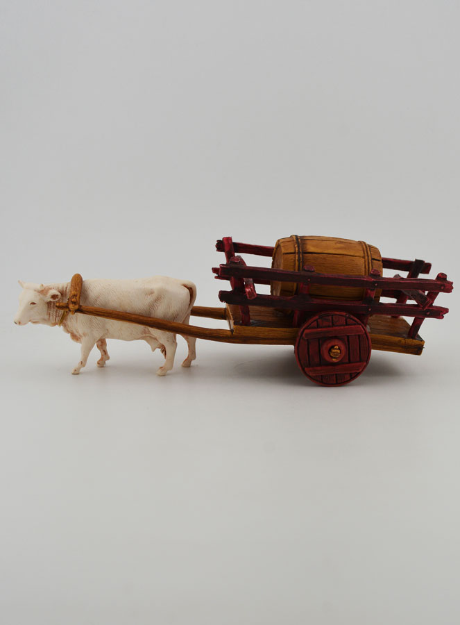 Santon Charette Boeuf et Tonneau - Hauteur 6 cm (pic 1)