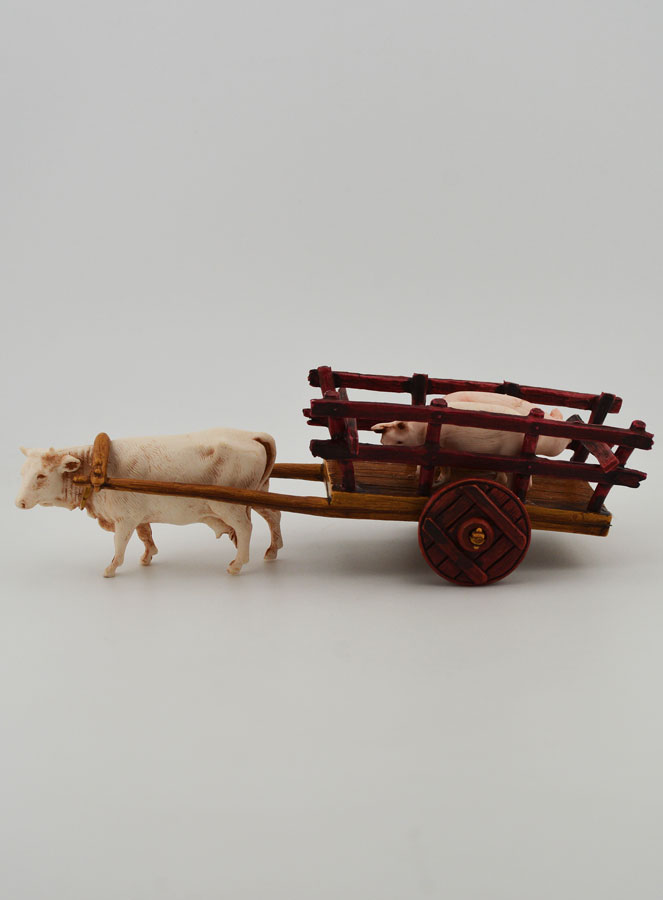 Santon Charette Boeuf et Cochons - Hauteur 6 cm (pic 1)