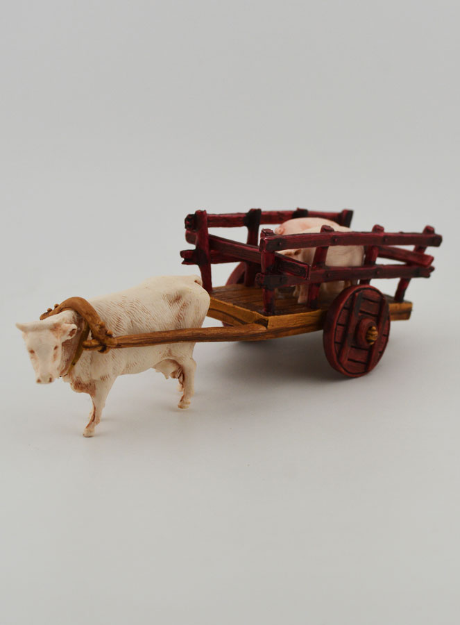 Santon Charette Boeuf et Cochons - Hauteur 6 cm (pic 2)