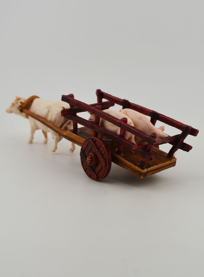 Santon Charette Boeuf et Cochons - Hauteur 6 cm (pic 3)