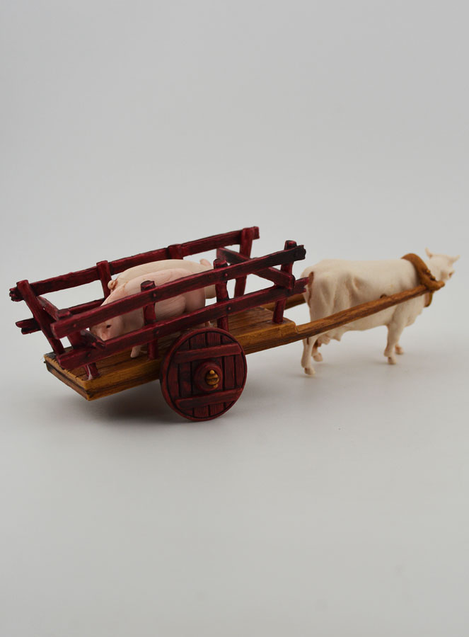 Santon Charette Boeuf et Cochons - Hauteur 6 cm (pic 4)
