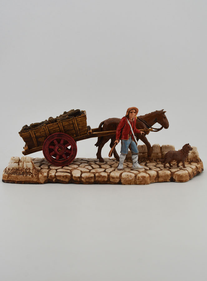 Santon Bûcheron et sa Charette - Hauteur 6 cm (pic 1)